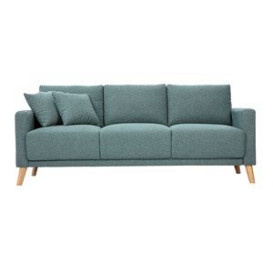 Canapé 3 places en tissu vert de gris et bois clair munik