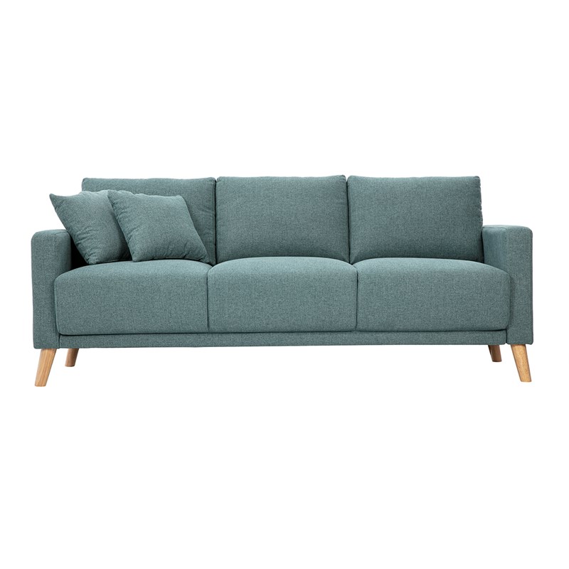 Canapé 3 places en tissu vert de gris et bois clair munik