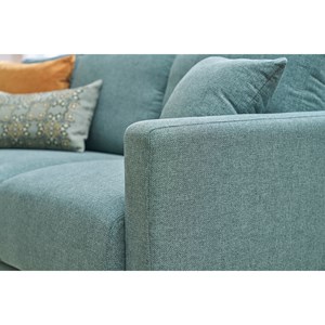 Canapé 3 places en tissu vert de gris et bois clair munik