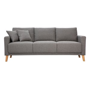 Canapé 3 places en tissu gris et bois clair munik