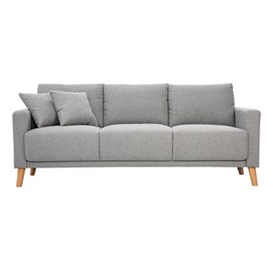 Canapé 3 places en tissu gris et bois clair munik