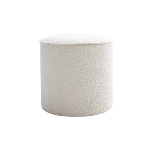 Pouf rond en tissu effet laine bouclée blanc d40 cm paul