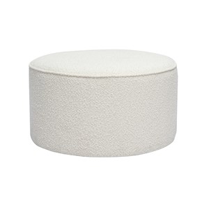 Pouf rond en tissu effet laine bouclée blanc d70 cm paul