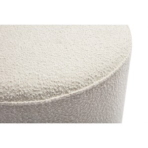 Pouf rond en tissu effet laine bouclée blanc d70 cm paul