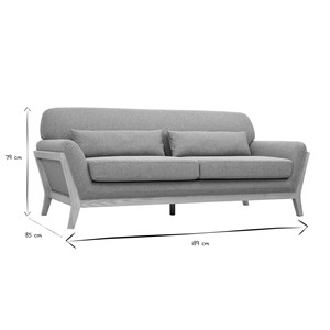 Canapé 3 places en tissu effet velours texturé terracotta et bois clair yoko