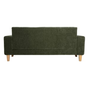 Canapé 3 places en tissu effet velours vert kaki et bois clair fjord