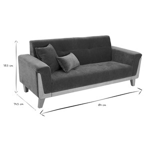 Canapé 3 places en tissu effet velours vert kaki et bois clair fjord