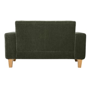 Canapé 2 places en tissu effet velours vert kaki et bois clair fjord