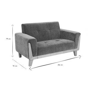 Canapé 2 places en tissu effet velours vert kaki et bois clair fjord