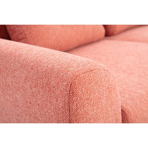 Canapé 2 places en tissu effet velours texturé terracotta et bois clair ektor