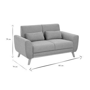 Canapé 2 places en tissu effet velours texturé terracotta et bois clair ektor