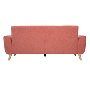 Canapé 3 places en tissu effet velours texturé terracotta et bois clair ektor
