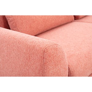 Canapé 3 places en tissu effet velours texturé terracotta et bois clair ektor