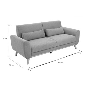 Canapé 3 places en tissu effet velours texturé terracotta et bois clair ektor