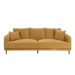 Canapé 3 places en tissu effet velours jaune curry et métal noir jerry