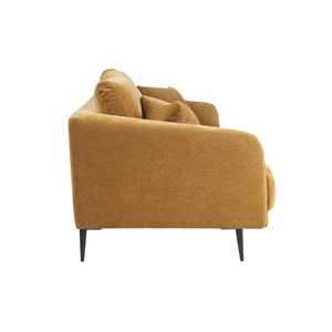 Canapé 3 places en tissu effet velours jaune curry et métal noir jerry