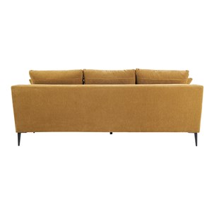 Canapé 3 places en tissu effet velours jaune curry et métal noir jerry