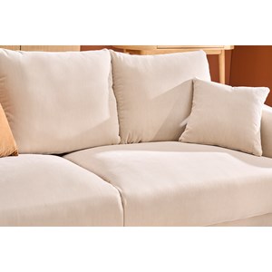 Canapé 3 places en tissu effet velours beige et métal noir jerry