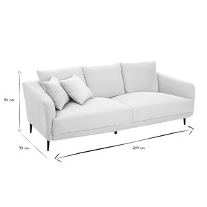 Canapé 3 places en tissu effet velours beige et métal noir jerry