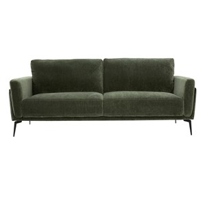 Canapé 3 places en tissu effet velours vert kaki et métal noir mosco
