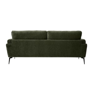 Canapé 3 places en tissu effet velours vert kaki et métal noir mosco