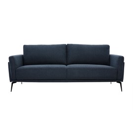 Canapé 3 places en tissu effet velours texturé bleu foncé et métal noir mosco
