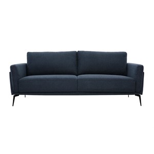 Canapé 3 places en tissu effet velours texturé bleu foncé et métal noir mosco