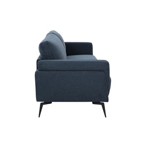 Canapé 3 places en tissu effet velours texturé bleu foncé et métal noir mosco