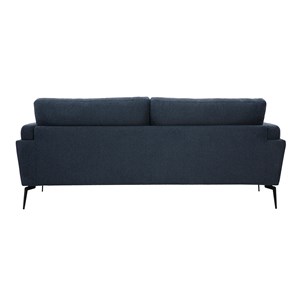 Canapé 3 places en tissu effet velours texturé bleu foncé et métal noir mosco