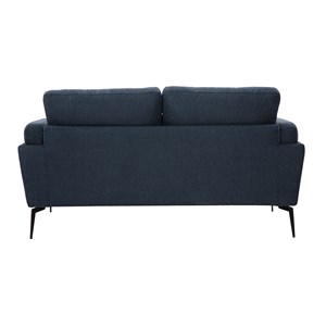 Canapé 2 places en tissu effet velours texturé bleu foncé et métal noir mosco