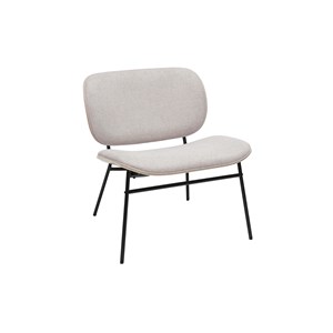 Fauteuil en tissu effet velours texturé beige et métal noir shelby