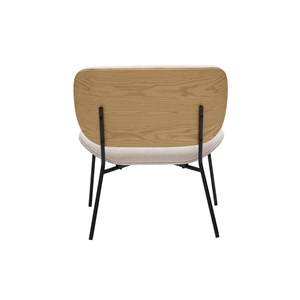 Fauteuil en tissu effet velours texturé beige et métal noir shelby