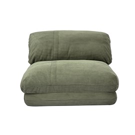Chauffeuse 1 place convertible en tissu velours côtelé vert kaki spencer