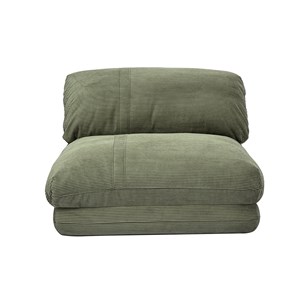 Chauffeuse 1 place convertible en tissu velours côtelé vert kaki spencer