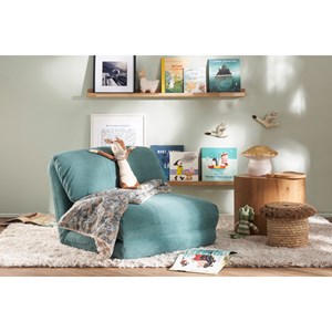 Chauffeuse 1 place convertible en tissu velours côtelé vert kaki spencer