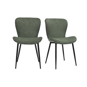 Chaises en tissu velours côtelé vert kaki et métal noir (lot de 2) addict