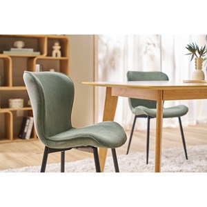 Chaises en tissu velours côtelé vert kaki et métal noir (lot de 2) addict