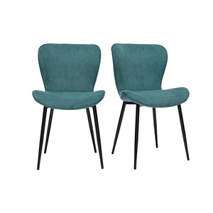 Chaises en tissu velours côtelé bleu canard et métal noir (lot de 2) addict