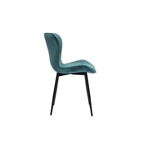 Chaises en tissu velours côtelé bleu canard et métal noir (lot de 2) addict
