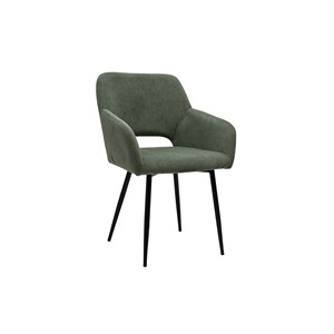 Chaises en tissu velours côtelé vert kaki et métal noir (lot de 2) laurette