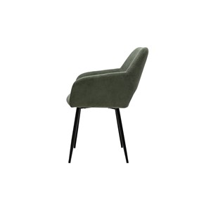 Chaises en tissu velours côtelé vert kaki et métal noir (lot de 2) laurette