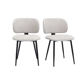 Chaises en tissu effet velours texturé beige et métal noir (lot de 2) atrium