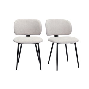 Chaises en tissu effet velours texturé beige et métal noir (lot de 2) atrium