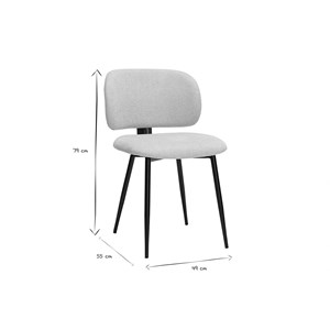 Chaises en tissu effet velours texturé beige et métal noir (lot de 2) atrium