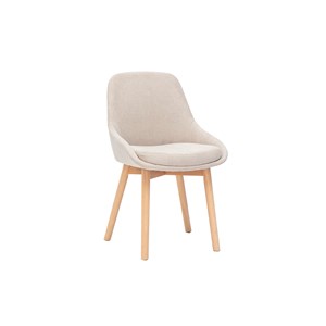 Chaises en tissu effet velours beige et bois clair massif (lot de 2) holo
