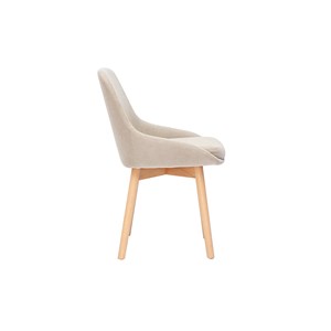 Chaises en tissu effet velours beige et bois clair massif (lot de 2) holo
