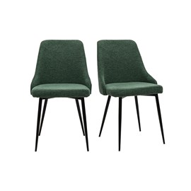 Chaises en tissu effet velours texturé vert foncé et métal noir (lot de 2) cult