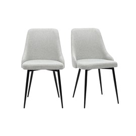 Chaises en tissu effet velours texturé gris clair et métal noir (lot de 2) cult