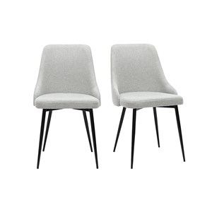 Chaises en tissu effet velours texturé gris clair et métal noir (lot de 2) cult