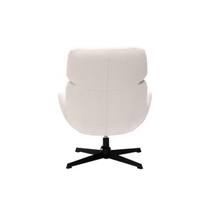Fauteuil pivotant en tissu velours côtelé écru et métal noir klem